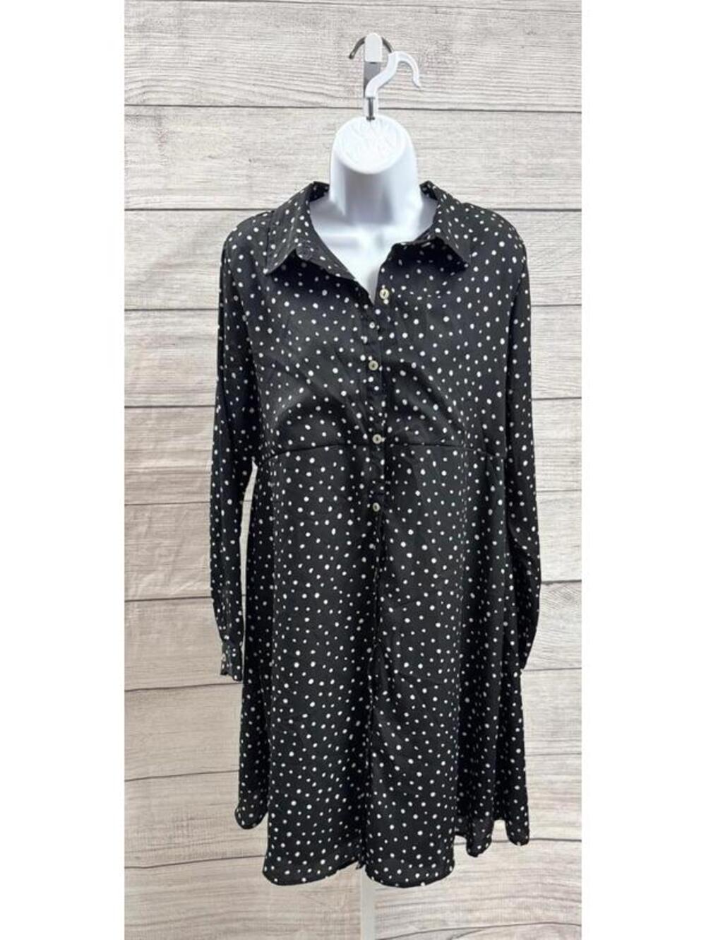 Stitch Fix Full Moon Black White Polka Dot Maternity Dress Women Size Large